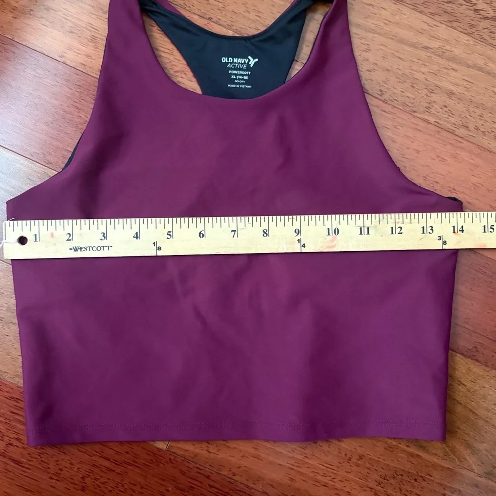 Old Navy Active Powersoft Bra iPlumeria Purple Girls XL 14-16 Athletic Long Line